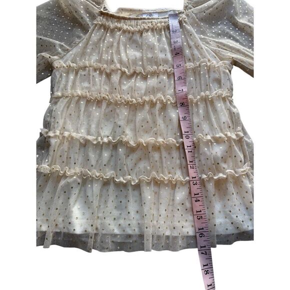 ZARA Sparkly Gold Metallic Polka Dot Festive Blouse Size 13-14 Girls - Picture 9 of 10